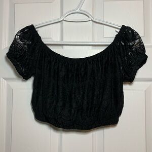 Atmosphere Black Lace Off Shoulder Halter Top Women’s Size 12 Lined Stretch Fun